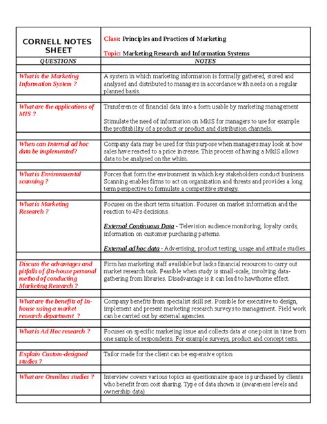 Marketing Information Management Examples
