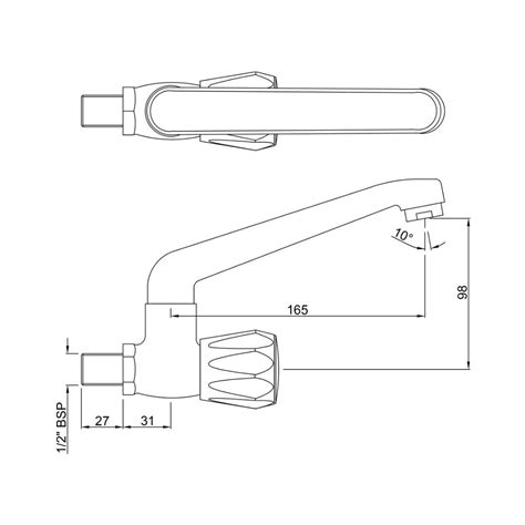 Jaquar Wall Mounted Regular Kitchen Sink Tap Continental CON-347KNM ...