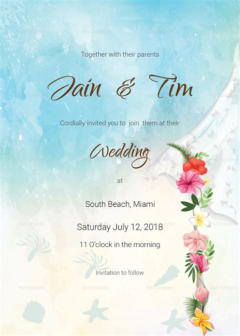 Beach Wedding Invitations Templates