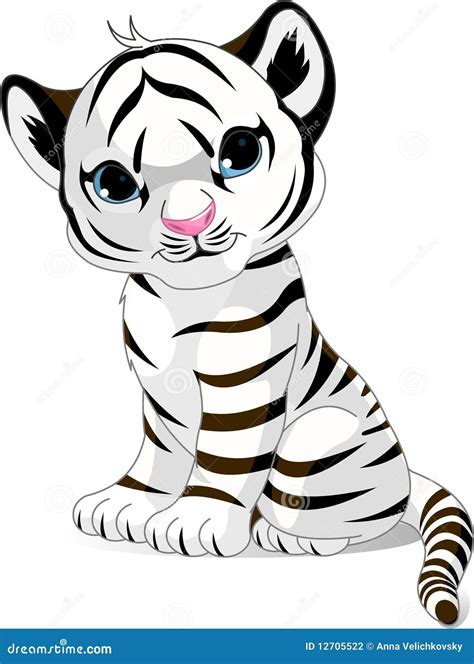 Cute white tiger cub stock vector. Illustration of feline - 12705522