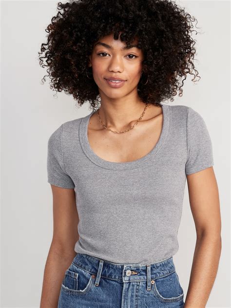 Fitted Scoop-Neck Rib-Knit T-Shirt for Women | Old Navy