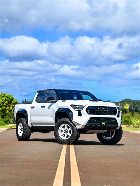 White and Black, 'Classic' Toyota Tacoma TRD Pro Rides Lifted on White 18s and Black 35s ...