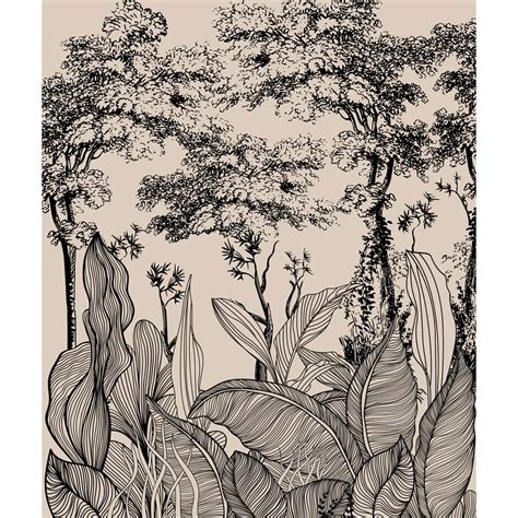 Tropical Lineage Jungle Line Art Wallpaper for Rooms | Life n Colors