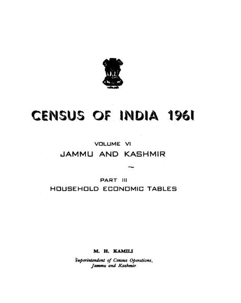 India - Household Economic Tables, Part III, Vol-VI - Census 1961