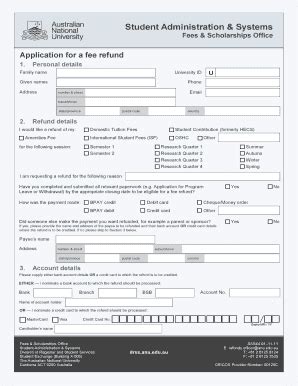 Application For A Fee Refund - Students - Australian National ...