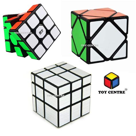Toy Centre Cube Combo of 3x3 QiYi Sail Skewb Silver Mirror Super Speed ...