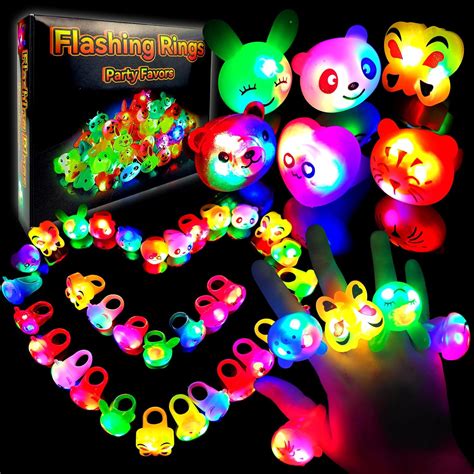 Wakestar - 24 Pack LED Light Up Bumpy Rings Party Favors For Kids ...