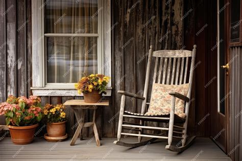 Premium Photo | An antique wooden rocking chair on a porch