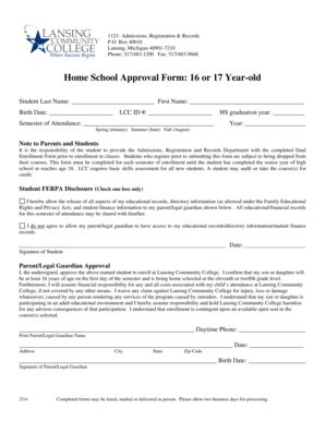 Fillable Online lcc Home School Approval 16-17-012414 - lcc Fax Email ...