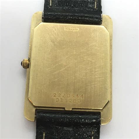 Large Men's Quartz 14k Solid Gold Case Concord Tank Style Wrist Watch ...