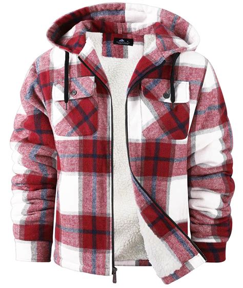SCODI Men's Flannel Shirt Jacket Fleece Sherpa Lined Plaid Jackets Coat ...