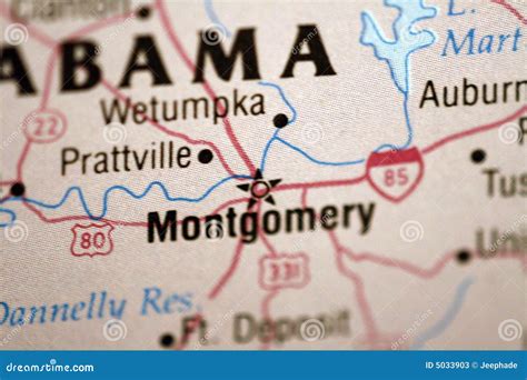 Map of Montgomery Alabama stock image. Image of montgomery - 5033903