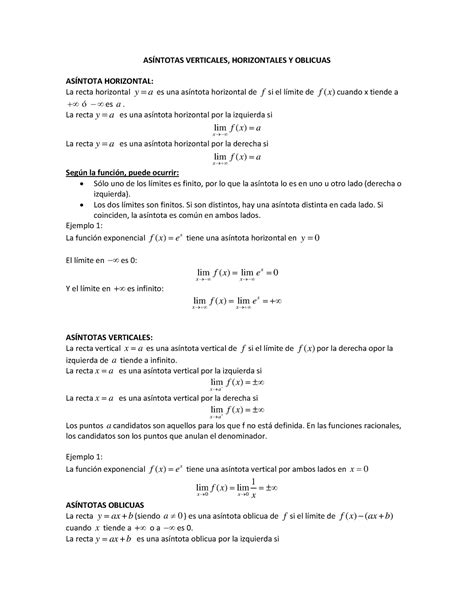Asíntotas - ASINTOTAS CON LIMITES VERTICAL / HORIZONTAL Y OBLICUA ...