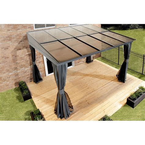 Sojag 10-ft x 12-ft Pompano Rectangle Charcoal Metal Polycarbonate Roof ...