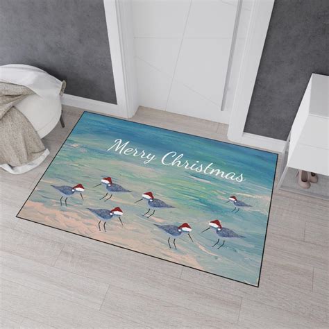Santa Sandpipers Christmas Floor Mat, Holiday Welcome Rug - Etsy