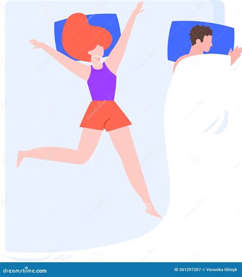 Young Romantic Couple Sleeping in Different Positions at Bedroom in Pajamas, Representing Dream ...