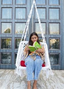 Patiofy Square Shape Wooden Swing Chair with Cushion/ Swing for Adults ...