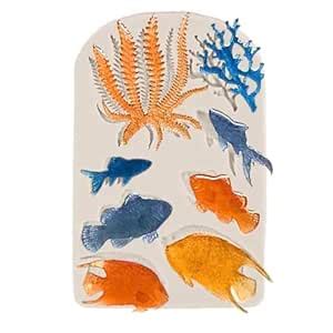 HUSAINI MART | 1PC 8 Cavity Marine Fish Shape Silicone Fondant Mould ...