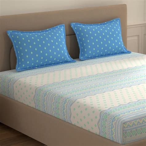 Buy PORTICO Morning Glory Cotton 140TC Printed 3Pcs King Fitted ...