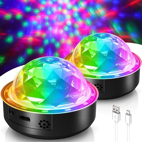 Buy 2 Pack Disco Ball Party lights, Sound Activated Multi-coloured ...