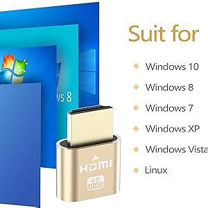 Swiztek HDMI 4K Dummy Plug, High Resolution Headless Virtual Monitor ...