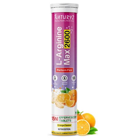Naturyz L-Arginine Max 2600 Effervescent Tablets | Boosts Stamina ...