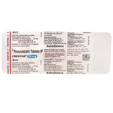 Crestor 20 mg Tablet 10's Price, Uses, Side Effects, Composition ...