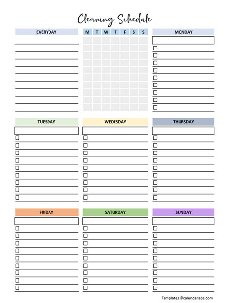 Free Editable Cleaning Schedule Template - Free Printable Templates
