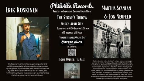 Philville Records Presents Erik Koskinen & Martha Scanlan and Jon ...