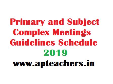 Primary and Subject Complex Meetings Guidelines Schedule 2019 ...