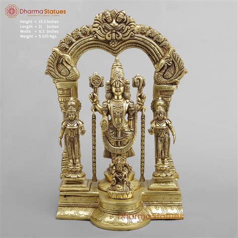 Brass Balaji, Sridevi, Bhudevi aling with Garuda, Gold Finish 15.5 ...