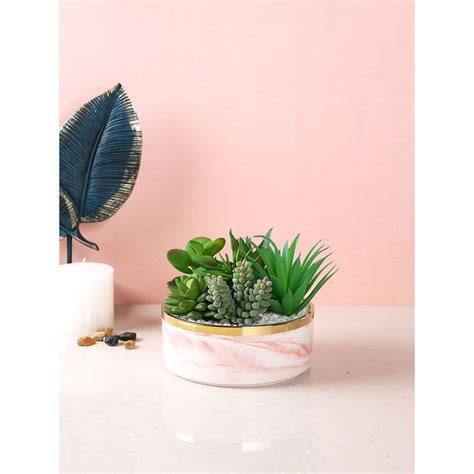 Buy Tayhaa Pink Croton Artificial Plant with Pot Online