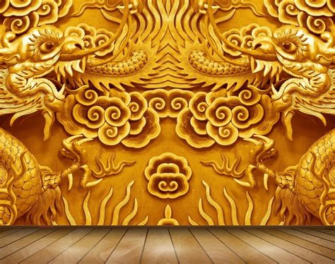 Avikalp MWZ0105 Golden Flowers Snakes Lions 3D HD Wallpaper – Avikalp ...