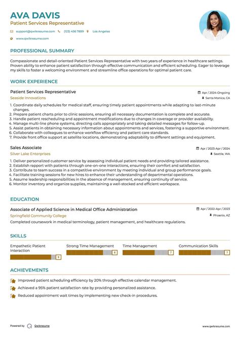 10+ Patient Services Representative Resume Samples & Templates for 2025