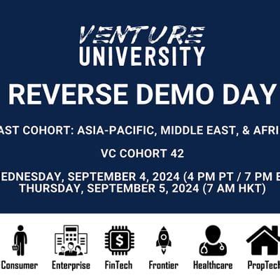 Venture Universitys EAST REVERSE DEMO DAY: VC Cohort 42, September 4 ...