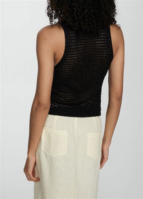 Openwork knitted lurex top - Women | MANGO USA