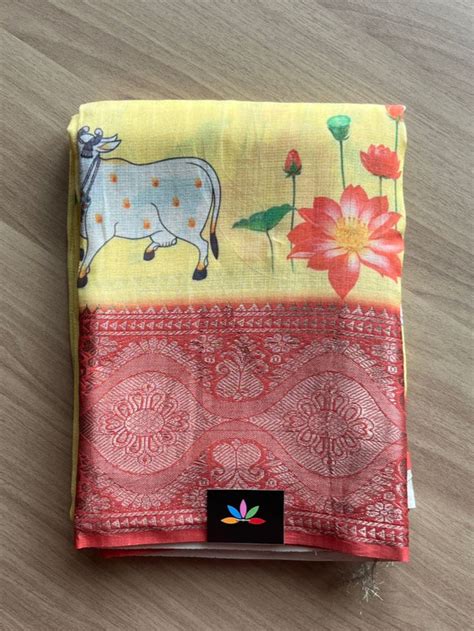 Pichwai Digital Printed Mangalagiri Silk Cotton Saree -14216 – FABK