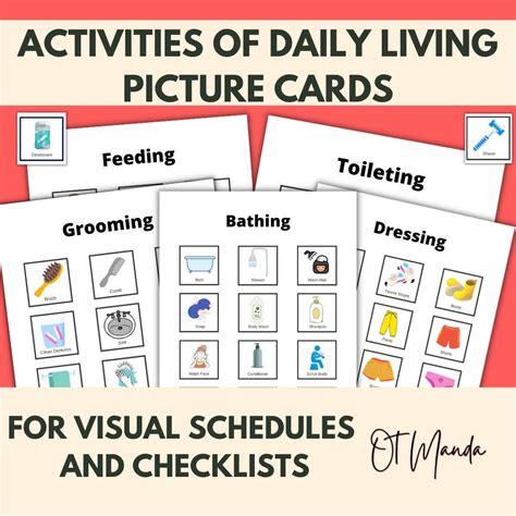 Activities of Daily Living Picture Cards | Bathing Dressing Grooming Feeding Toileting | Adls ...
