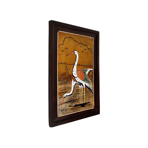 Mysore Inlay Rosewood Painting of Cranes (Portrait) – Natriel