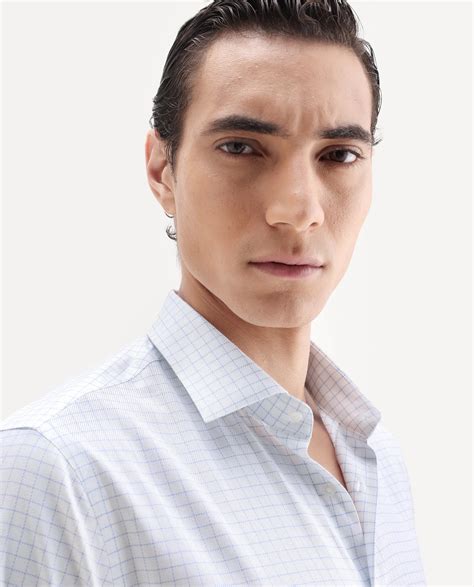 Rare Rabbit Men's Zemp White Cotton Fabric Full Sleeve Regular Fit Che