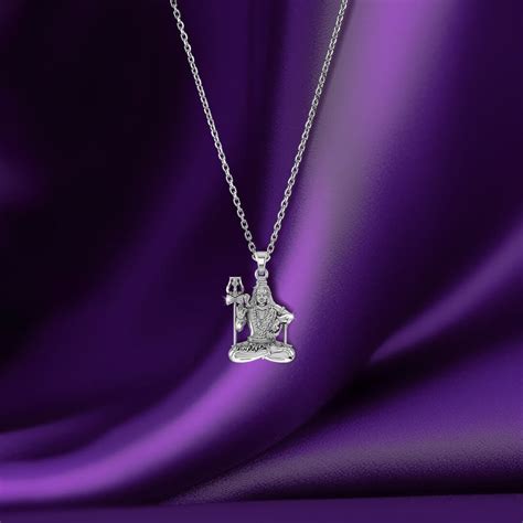 Mahadev Shiva with Trishul Silver Pendant with Chain – Prabhubhakti
