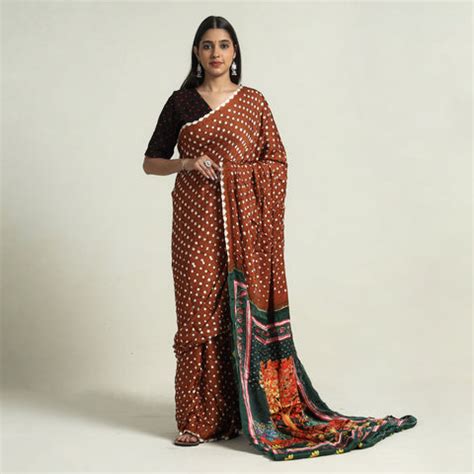 Pure Bandhani Saree - Buy Bandhani Bandhej Print Saree Online | iTokri