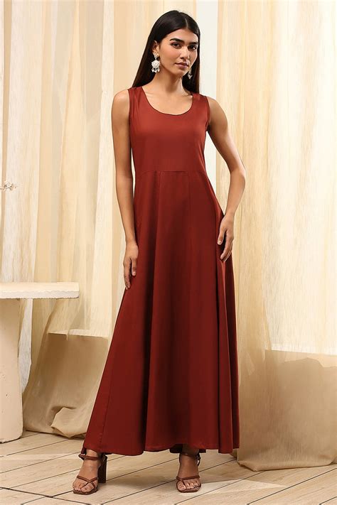 Buy Earthy Brown Printed Layered Cape Dress Online at Biba India