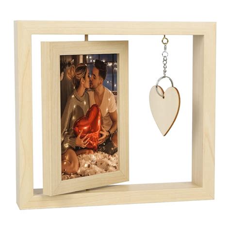 Drewniana Ramka Na Zdjęcia Dwustronna Obracana 23 x 21 x 4 cm Z ...