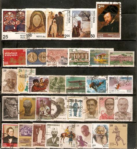 India 1978 Used Year Pack of 34 Stamps Painting Museum Mt. Everest Dan ...