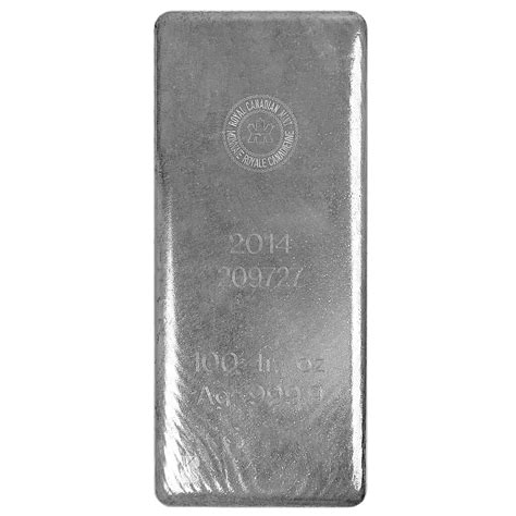 Buy 100 oz Royal Canadian Mint Silver Bullion Bar