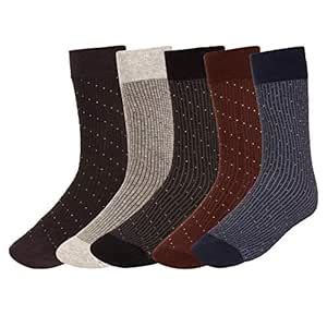 AURAKI Men's Calf Length Formal Cotton Socks Combo Pack of 5 Pair(ARK-S ...