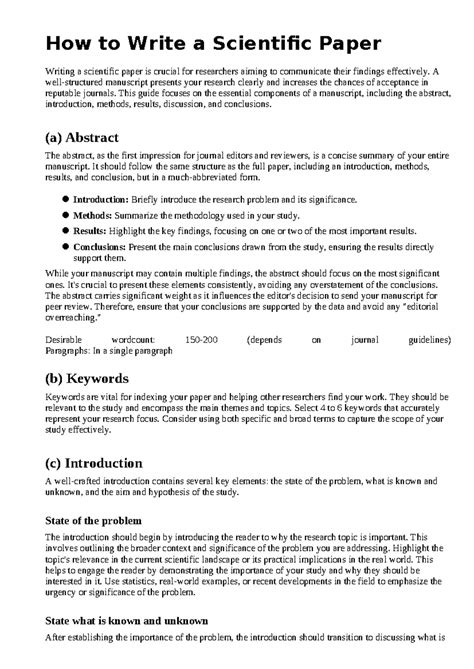 Writing a Scientific Paper: Essential Guide for Researchers - Studocu
