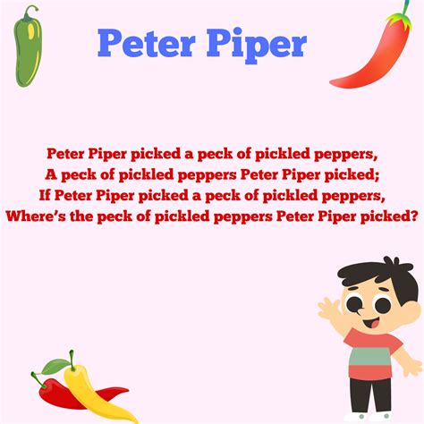 Tongue Twisters For Kids Peter Piper Peter Piper | Learn English
