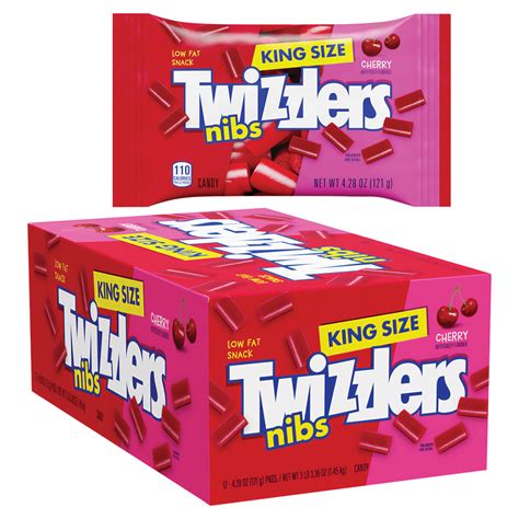 Twizzlers Nibs Cherry Flavored Licorice Style Candy - King Size - 12ct ...